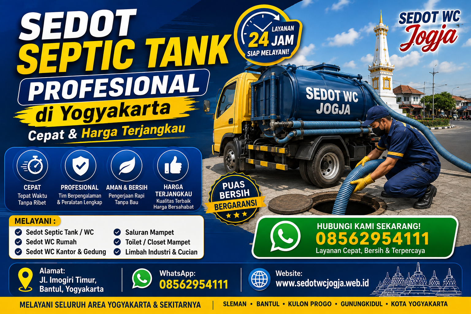 Sedot Septic Tank Profesional di Yogyakarta, Cepat & Harga Terjangkau